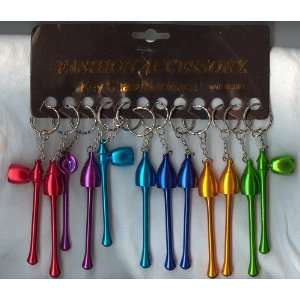  12 MUSHROOM Keychain Pipes NEW Retail Pkg 3 1/4 Metal 