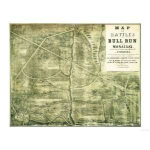 First Battle of Bull Run   Civil War Panoramic Map Giclee Poster Print 