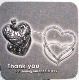 100 Double Silver Heart Coasters 4 gift, favor, wedding  