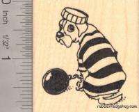 Boxer Dog in Prisoner Costume Rubber Stamp H14111 WM  