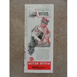 Motor Rythm, Hollingshead, Vintage 40s print ad (Whiz kid standing on 