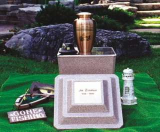 Sandstone Guardian Urn Burial Vault   Engravable Plaque   Free 