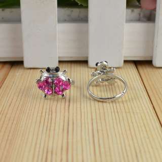 Wholesale Lot 20pcs Silver Plated Multicolor Crystal Cute Animal Kids 