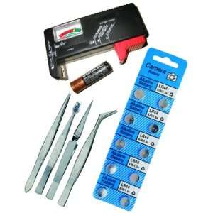  Watch Repair Kit Battery Tester Tweezers Cell Batteries 