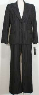 NWT ANNE KLEIN Black Pinstripe Flared Pant Suit 14P  