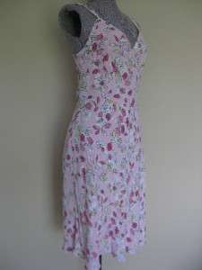 ANN TAYLOR LOFT Pink Floral Multi Color Sweet Spring Summer Dress  Sz 