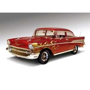  1/18 1957 Chevy Bel Air, Red Burgundy with Flames Toys 