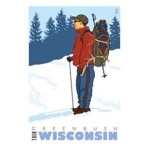  Snow Hiker, Greenbush, Wisconsin Travel Premium Poster 