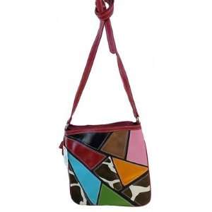 Giraffe Cow Print Patchwork Large Leatherette Crossbody Messenger with 