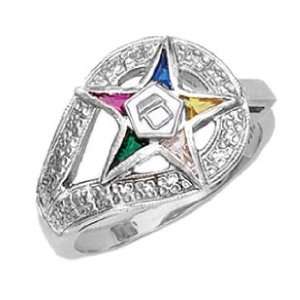 Ladies Sterling Silver Masonic Freemason Eastern Star Ring (Size 7.5)