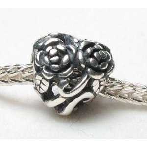 Beads Hunter Jewelry Gorgeous Heart of Flowers .925 Sterling Silver 