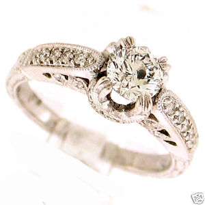 2ctw Round Diamond Antique Design Engagement Ring 14k  