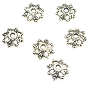 100 Antiqued Silver Plated Flower Beadcap Bead Caps 9MM  