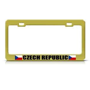  Czech Republic Flag Gold Country Metal license plate frame 