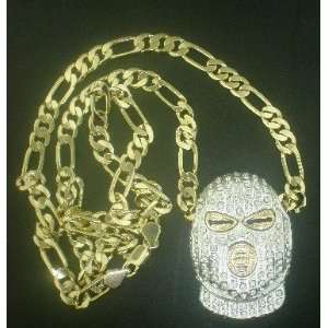  Goon mask joker hip hop cute mini silver charm+gold chain 