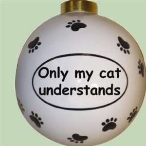 Cat Understands Round Paw Print Ornament 