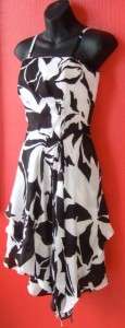 WHITE HOUSE BLACK MARKET b/w silky scarf dress NWT 0  