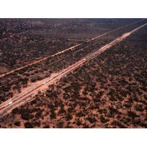  Trans Continental Railway Line Crossing Outback, Australia 