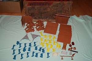   APACHE STOCKADE partial playset w/ box figure accessories indian parts
