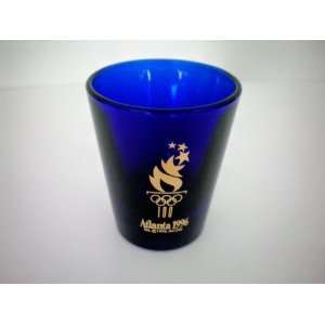 Atlanta 1996 Olympics Cobalt Blue Shot Glass Souvenir    Official 