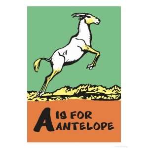  A is for Antelope Animals Giclee Poster Print by Charles 