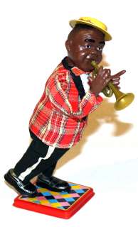 1959 NOMURA ROSKO TRUMPET PLAYER LOUIS ARMSTRONG MUSICAL TOY MADE IN 
