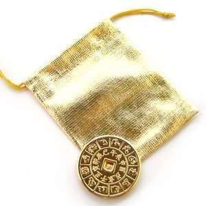  Ba Gua & Astrology Chinese Coin with Gold Pouch 