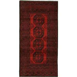  33 x 64 Red Hand Knotted Wool Afghan Rug Furniture 