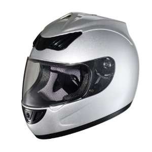 Hawk Solid Silver Motorcycle Helmet