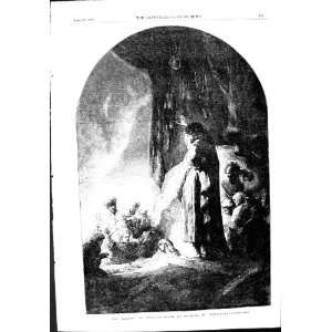  1853 SCENE RAISING LAZARUS ETCHING REMBRANDT PRINT