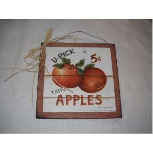  U pick Tasty Apples Wooden Kitchen Wall Art Sign Fruit 