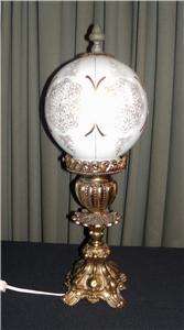 Vintage GLOBE Glass & and Metal TABLE Accent LAMP  