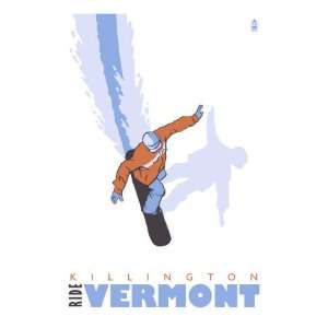  Killington, Vermont, Stylized Snowboarder Giclee Poster 