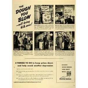   Saving WWII Wartime Bonds Inflation Unemployment   Original Print Ad