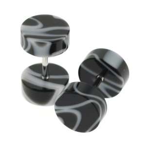   Marble Acrylic Fake Plugs   0G, 16G Ear Wire   Sold as a Pair Jewelry