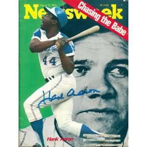  Hank Aaron Autographed Newsweek Magazine   Autographed MLB 