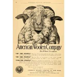  1911 Ad American Woolen Ram Sheep Horns Cloth New York Ram 