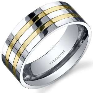   Mens 8mm Titanium Two Tone Wedding Band Ring Size 10 Peora Jewelry