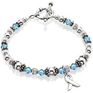  Awareness Bead Cap Bracelet   Light Blue (7.5) Jewelry