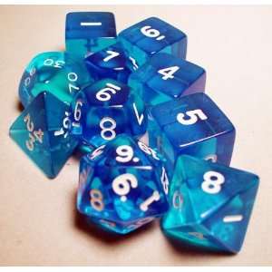   Koplow RPG Dice Sets Blue/White Transparent 10 Die Set Toys & Games