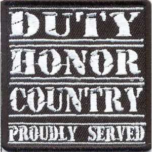 DUTY HONOR COUNTRY WHITE MILITARY VET Embroidered Motorcycle Biker 
