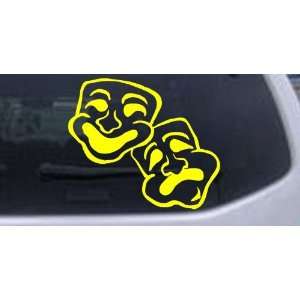 Yellow 6in X 5.3in    Drama Theater Masks Other Car Window Wall Laptop 