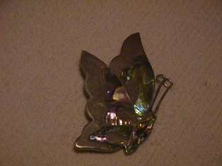 Mexican sterling silver abalone vintage butterfly pin signed  