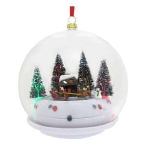    Glass Scene Santa & Sleigh Christmas Ornament
