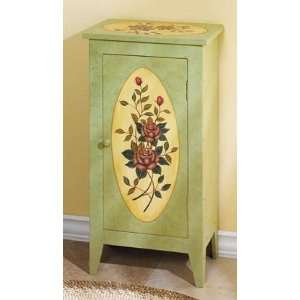  Green Floral Wood Cabinet
