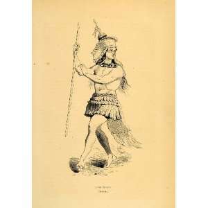  1844 Engraving Costume Indian Aztec Dancer Dance Mexico 
