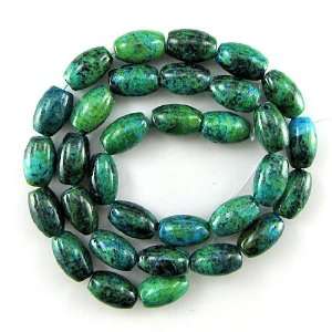    12mm blue green azurite rice beads 16 strand