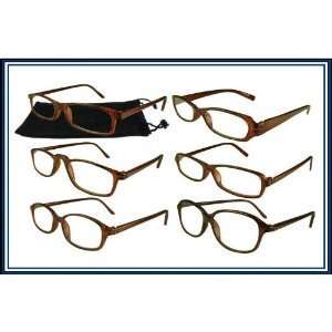  Reading Glasses Wholesale 6 Brown Plastic Frame Reader Men 