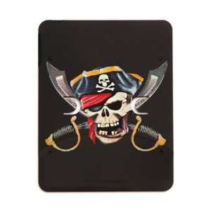   Black Pirate Skull with Bandana Eyepatch Gold Tooth 