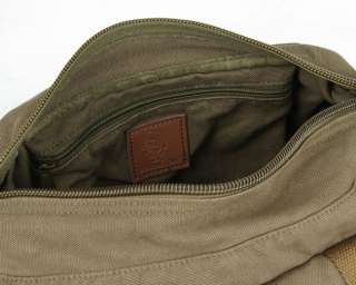   Canvas Real Leather Vintage Military Shoulder Bag Army Green US  